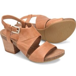 NWOT Sofft Melina Tan Italian Leather Block Heel Sandal Size 9 Comfort Slingback